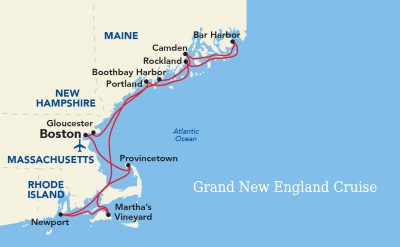 American Cruise Lines Grand New England cruise map